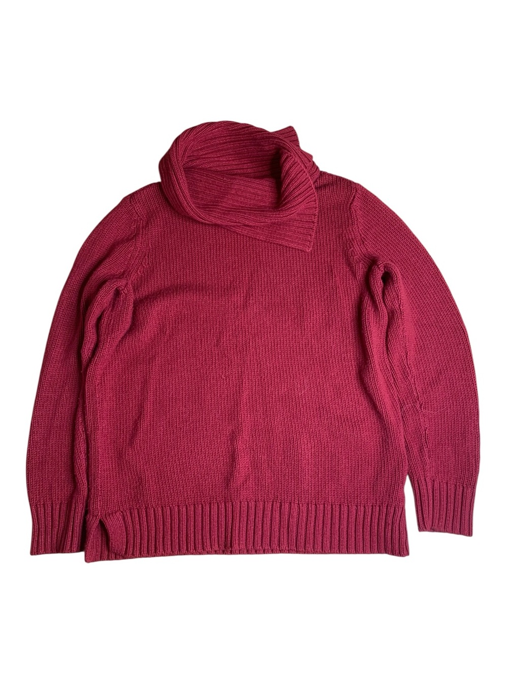 Lord & Taylor Red Cowl Neck Wool Blend Knit Sweater Size L
